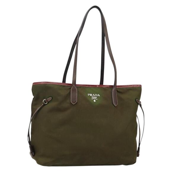 PRADA Tote Bag Nylon Green Silver - Picture 1 of 12
